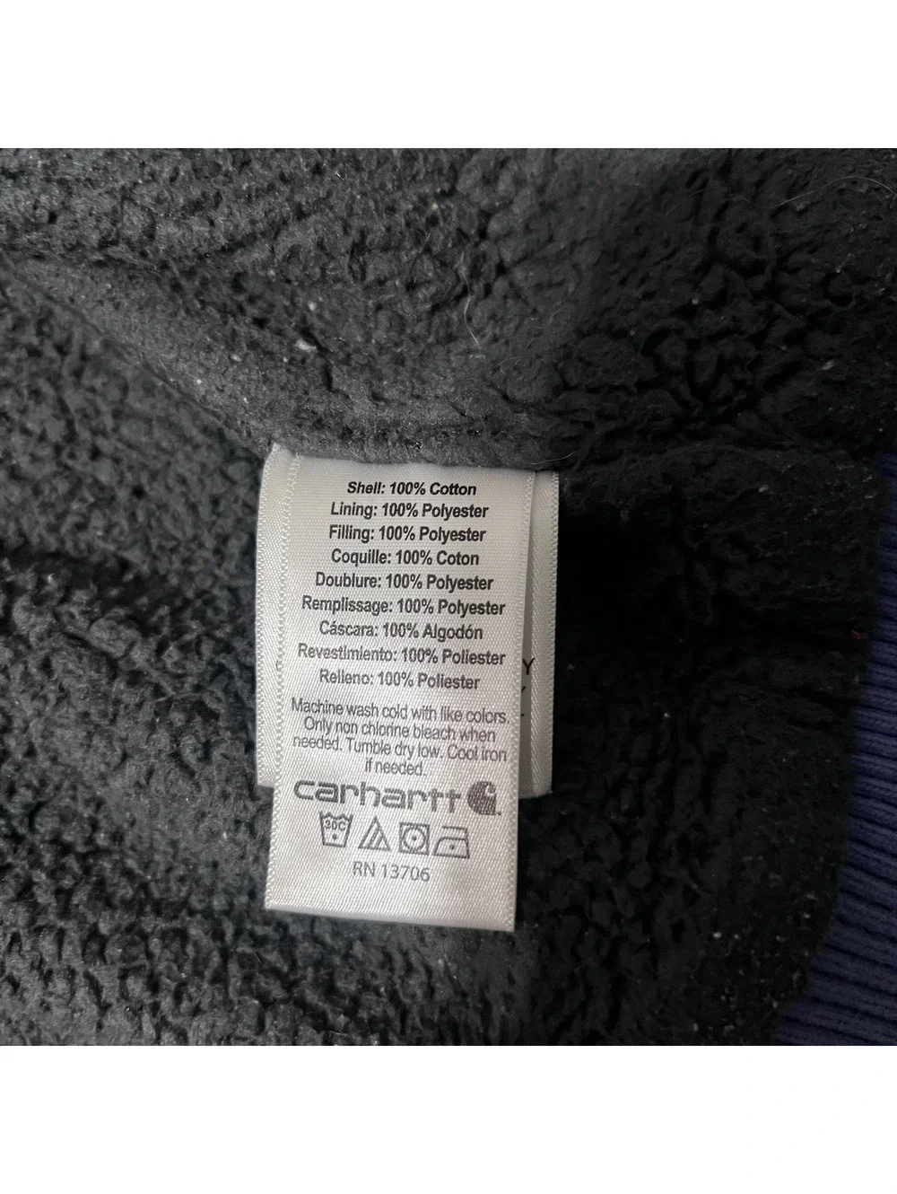 Carhartt Kids Periwinkle Blue Dark Gray Sherpa LIned Hoodie Full Zip Canvas Med